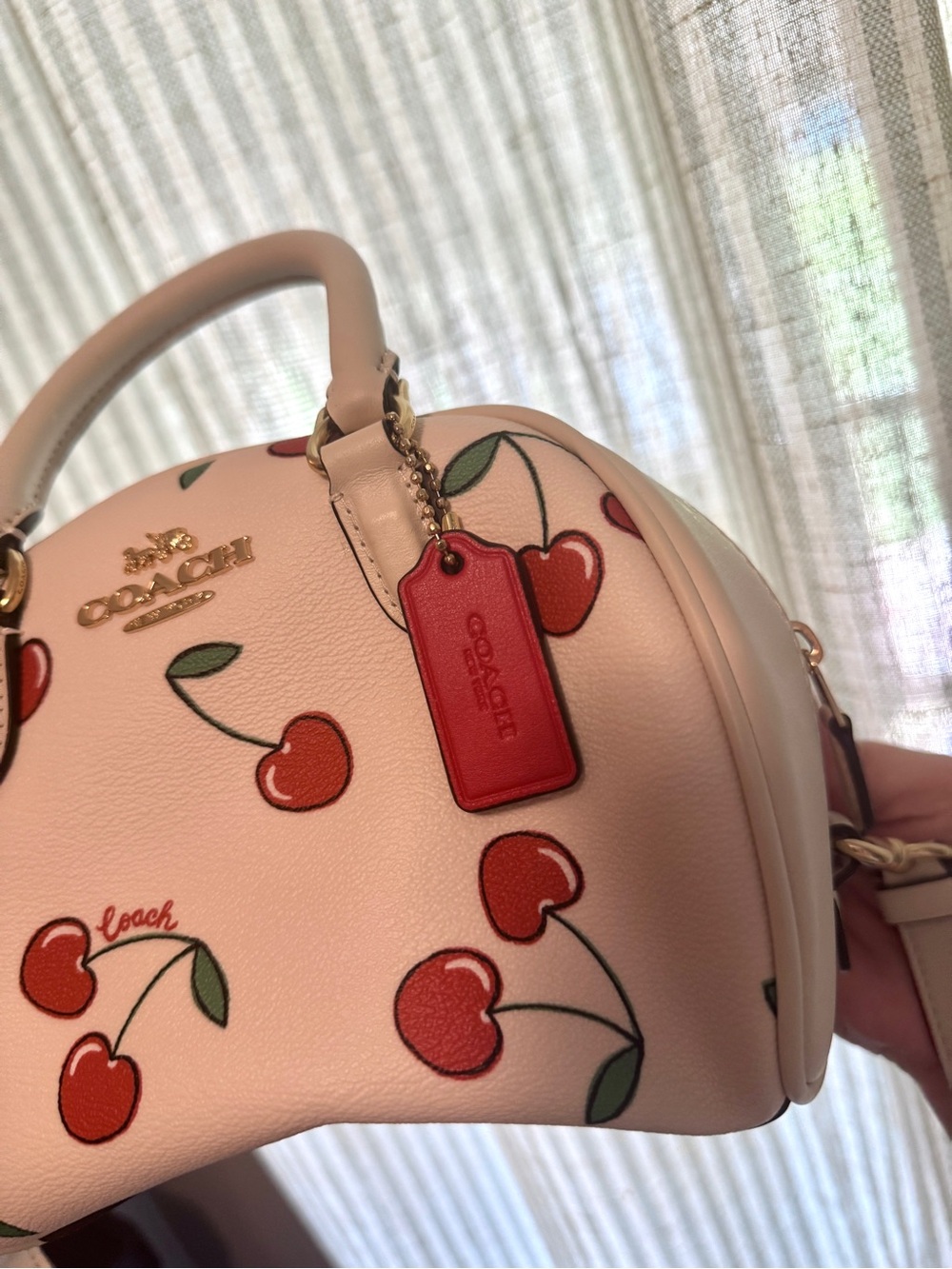 Coach Sydney Satchel With Heart Cherry Print - Picture 4 of 5